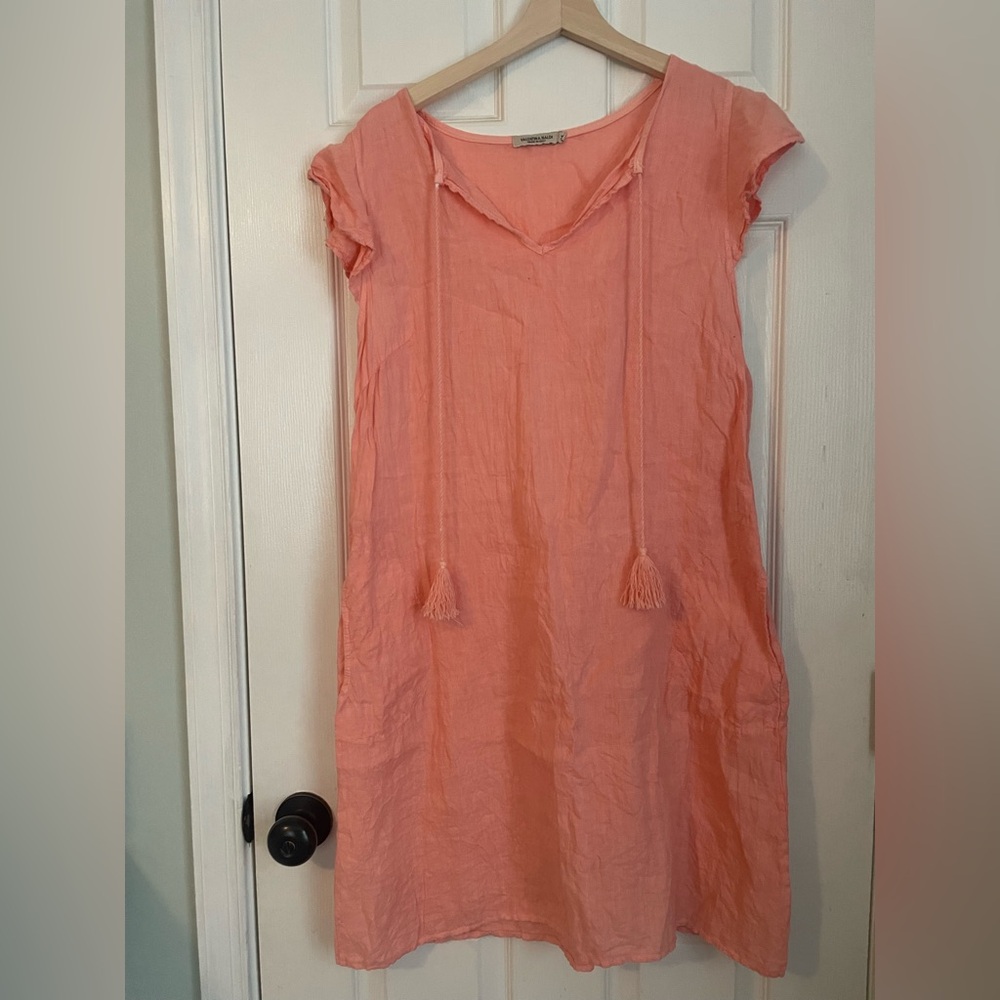 Valentina Naldi Size Medium Coral 100% Linen Dress